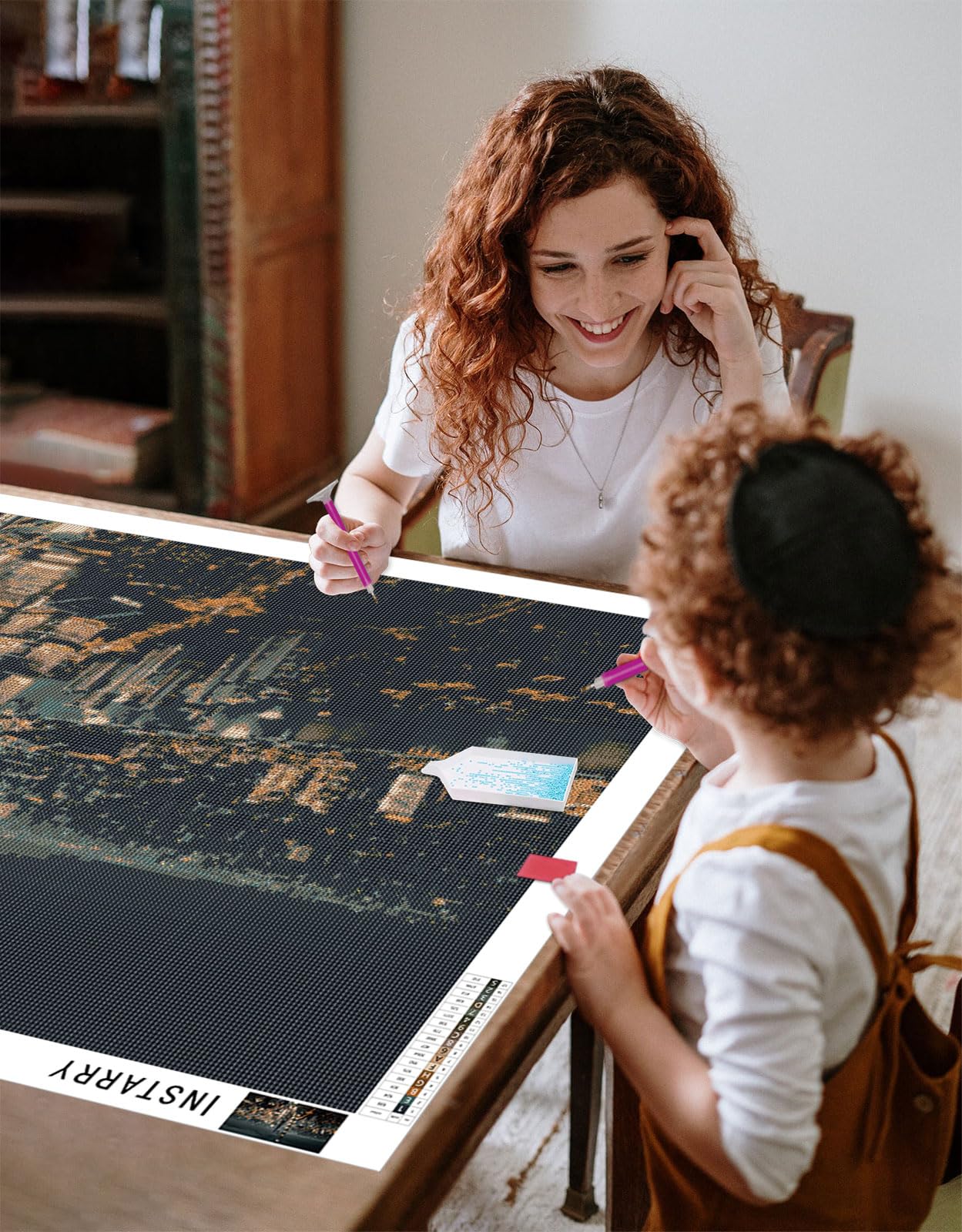 Instarry 5D Diamond Painting Grandi Dimensioni Vista Notturna Della Città Decorazione per Casa e Pareti 120x60 cm