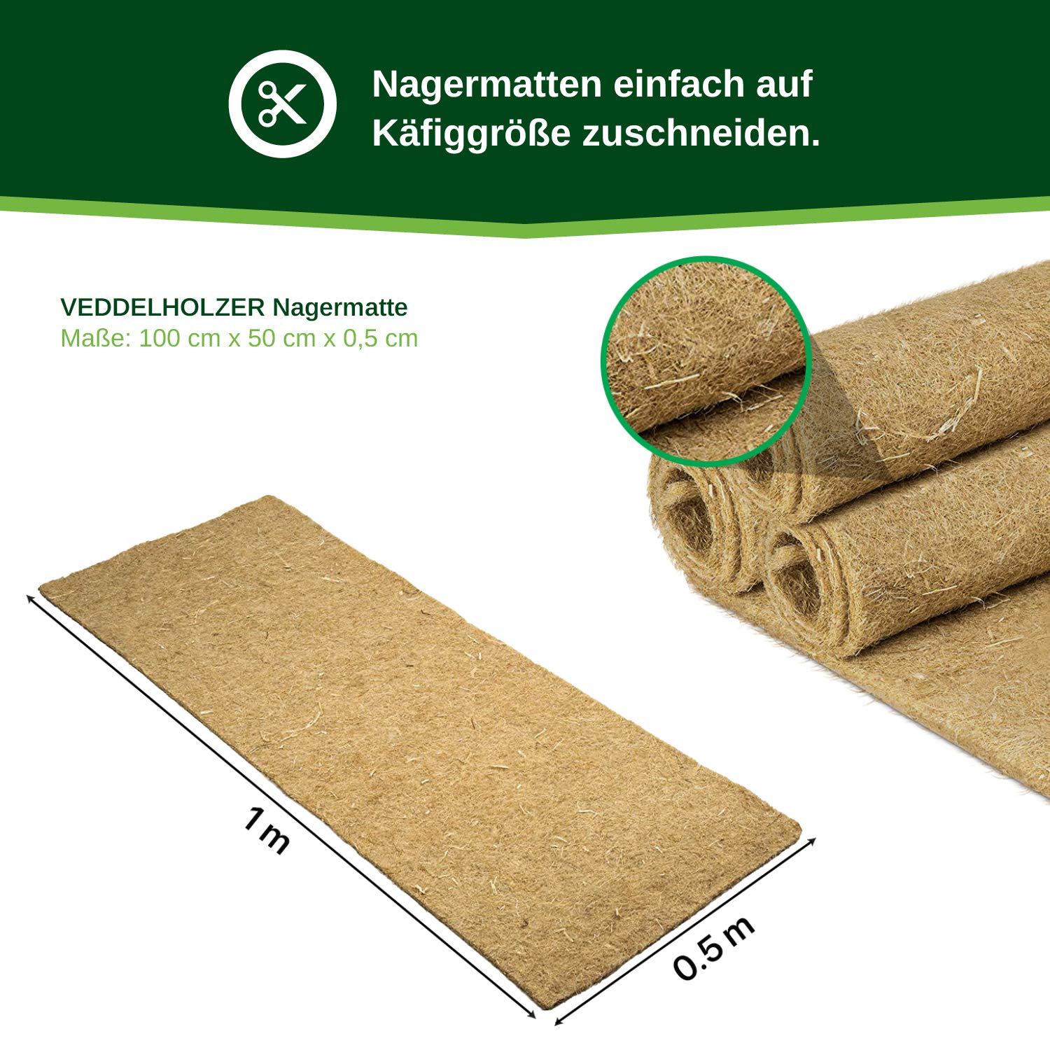 Veddelholzer 3 Hanfmatten für Nager Kaninchen Käfige & Gehege von Meerschweinchen Hamstern Nagerteppich aus Hanf als Zubehör Käfige Höhlen & Schlafplätze für Kleintiere Kaninchenstall Hasenstall - 3