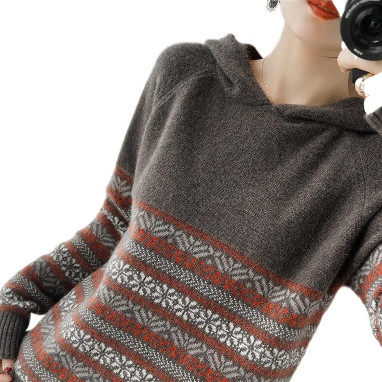 Arpege story ファーフードジップベスト 茶色 Mサイズ ファージップ