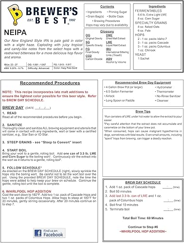 Miniatura 3 de Brewer's Best NEIPA (New England IPA) Kit de ingredientes para hacer cerveza de 5 galones