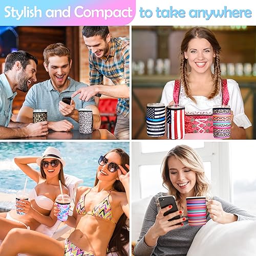 Miniatura 6 de Funda aislante de neopreno para taza de café helado, 12 piezas, con asa (22-24 onzas, estilo elegante)