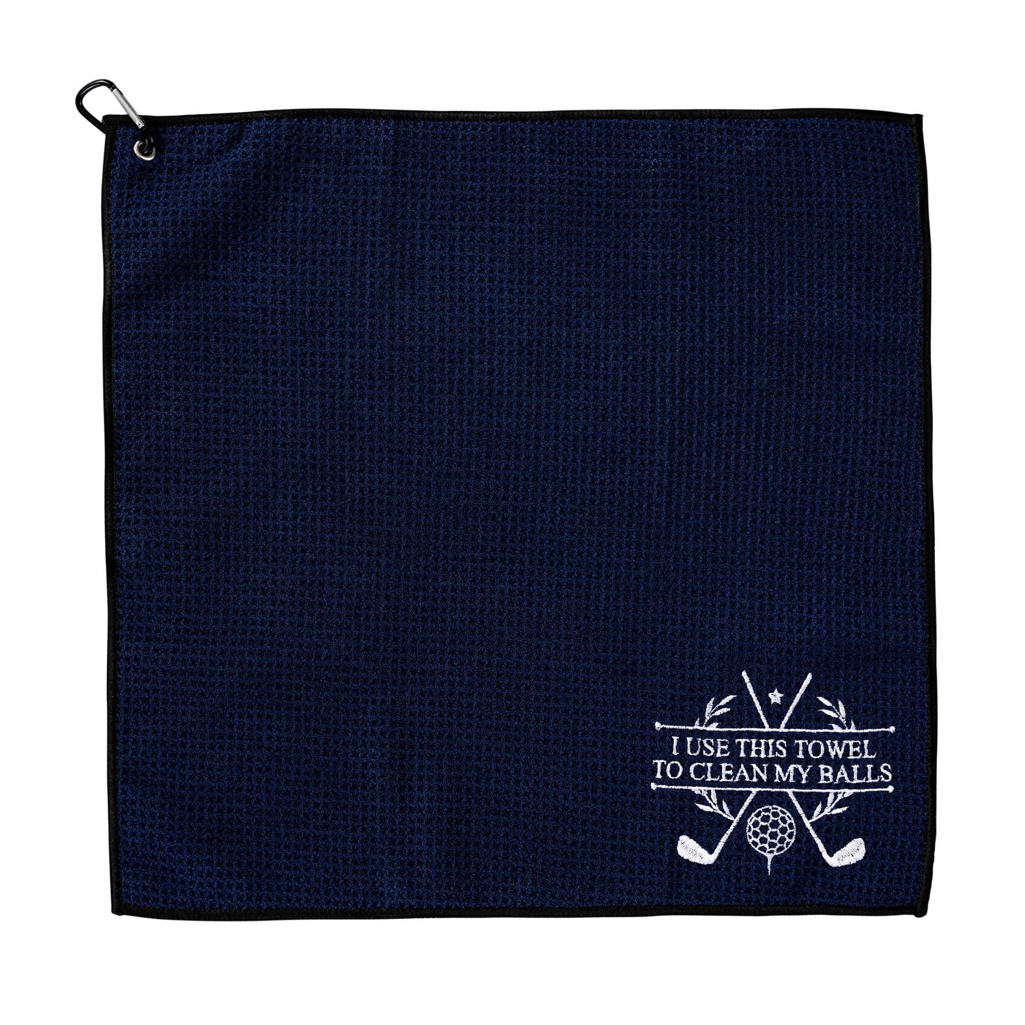 Esseur Embroidered Golf Towel With Hooks, 15.7x15.7 Inch, I Use This Towel To Clean My Balls, Golf Gifts for Golf Lovers Dad Husband (Blue-Style 2)