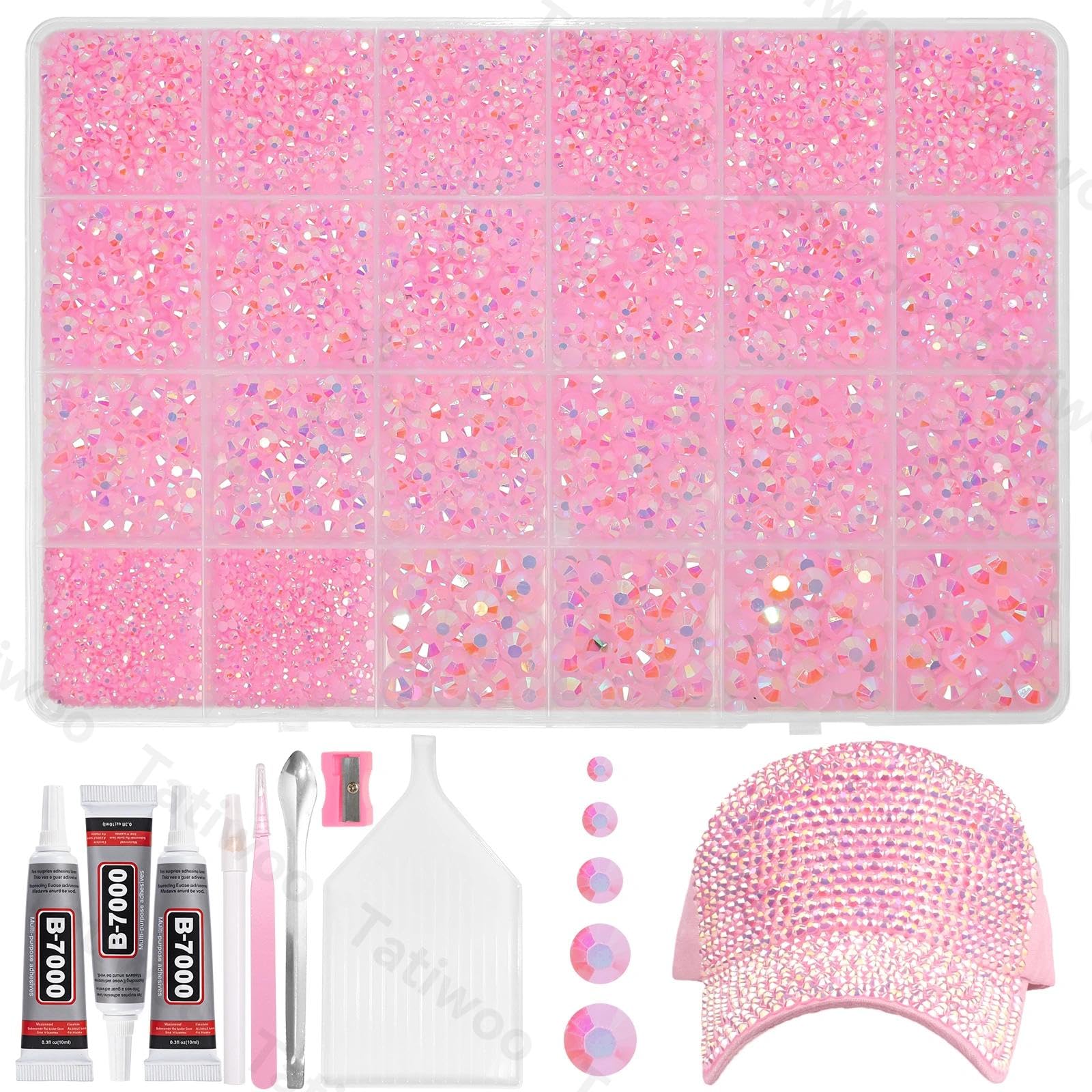 Photo 1 of 20000Pcs Light Pink AB Flatback Jelly Resin Rhinestones for Bedazzling, Mix Sizes Crystal Rhinestones Gems, Pink Gems Bedazzling for Crafting, Flatback Rhinestone for DIY Face Makeup Crafts Tumblers
