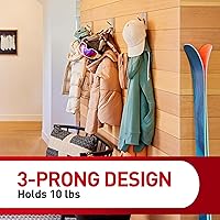 Vista 6 de Command X-Large Satin Nickel Triple Hook, 1 Hook, 3 Strips, Damage-Free Hanging with Adhesive Strips, No Tools Wall Hook for Hanging Decorations in