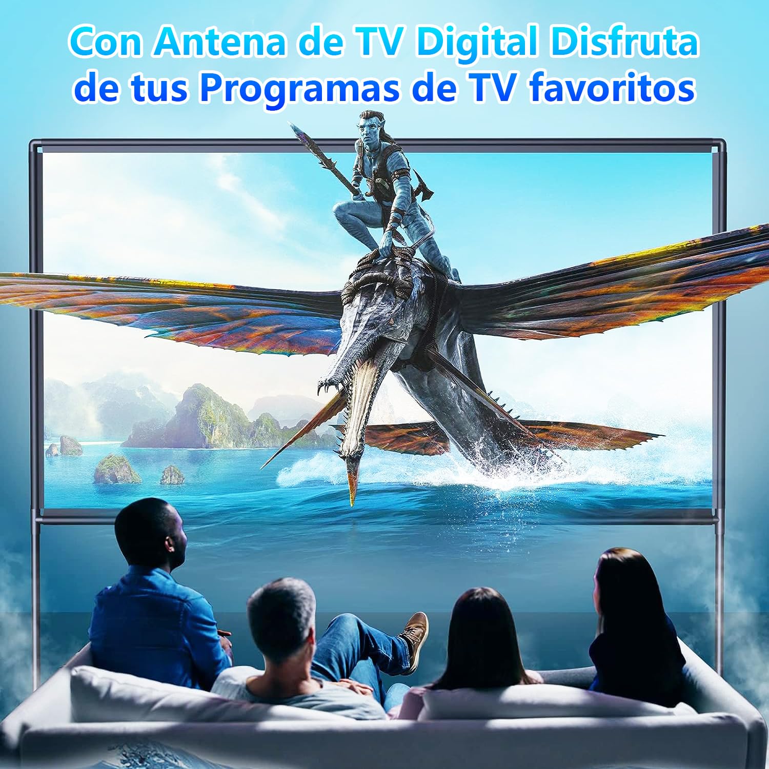 Antena TV Interior, Antena TDT para Smart TV, Antena TV Portatil con Amplificador y Base Magnética, 80KM+ Recepción de Larga Distancia, Compatible con 4K 1080P (VHF/UHF/DVB-T/DVB-T2)