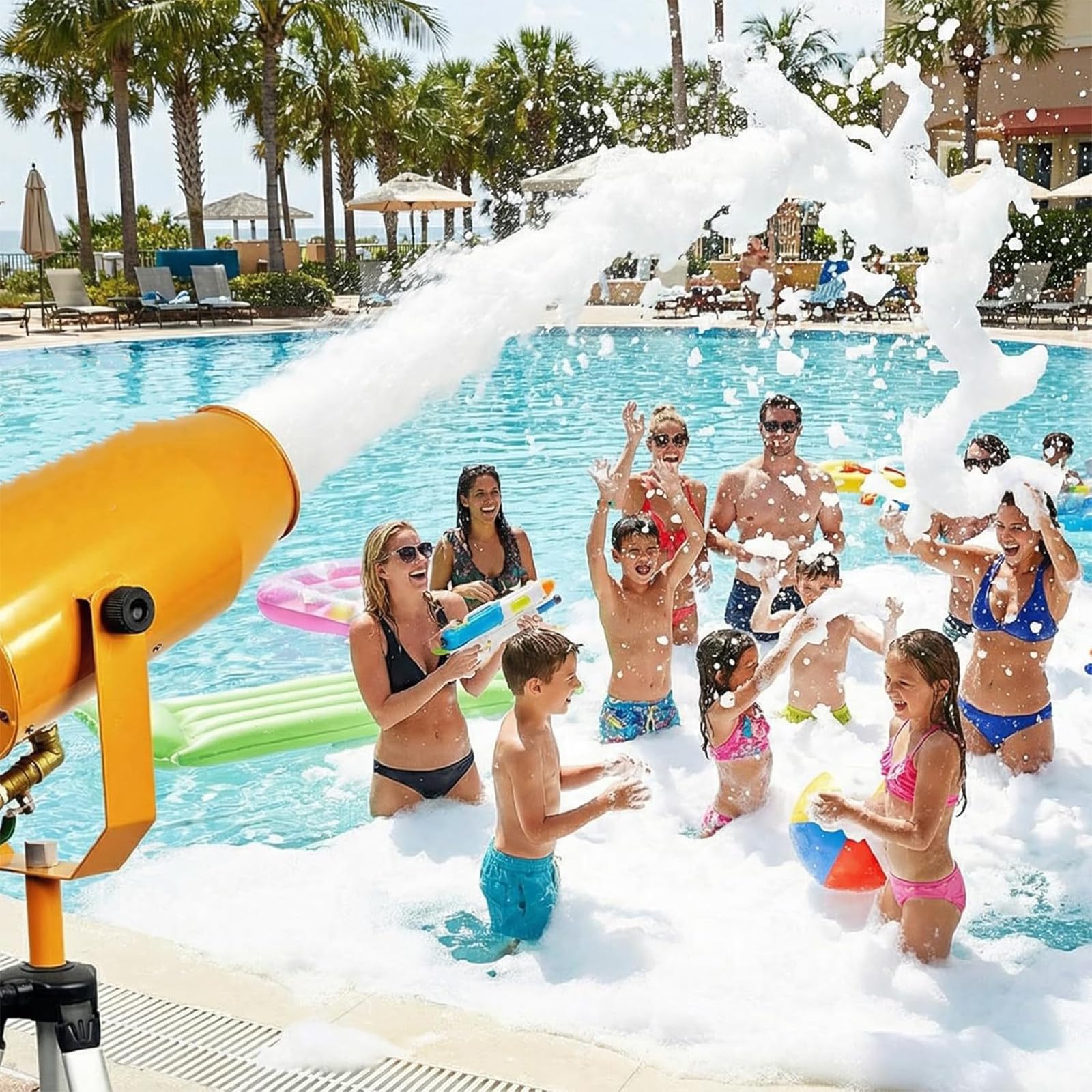 Macchina per Schiuma da Palcoscenico di Grandi Dimensioni, Macchina per Schiuma Estiva da 1000W per Giardino, Piscina, Eventi All'aperto, Compleanni, Celebrazioni e Feste Yellow
