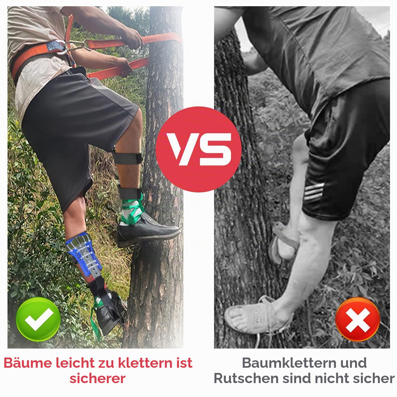 Baumklettern Ausrüstung Set,Höhen Verstellbar Tree Climbing Spike, Halteseil Steigeisen Klettergurt,Tree Climbing Spike Baumkletterwerkzeug Sicherheitsgurt Fallschutz
