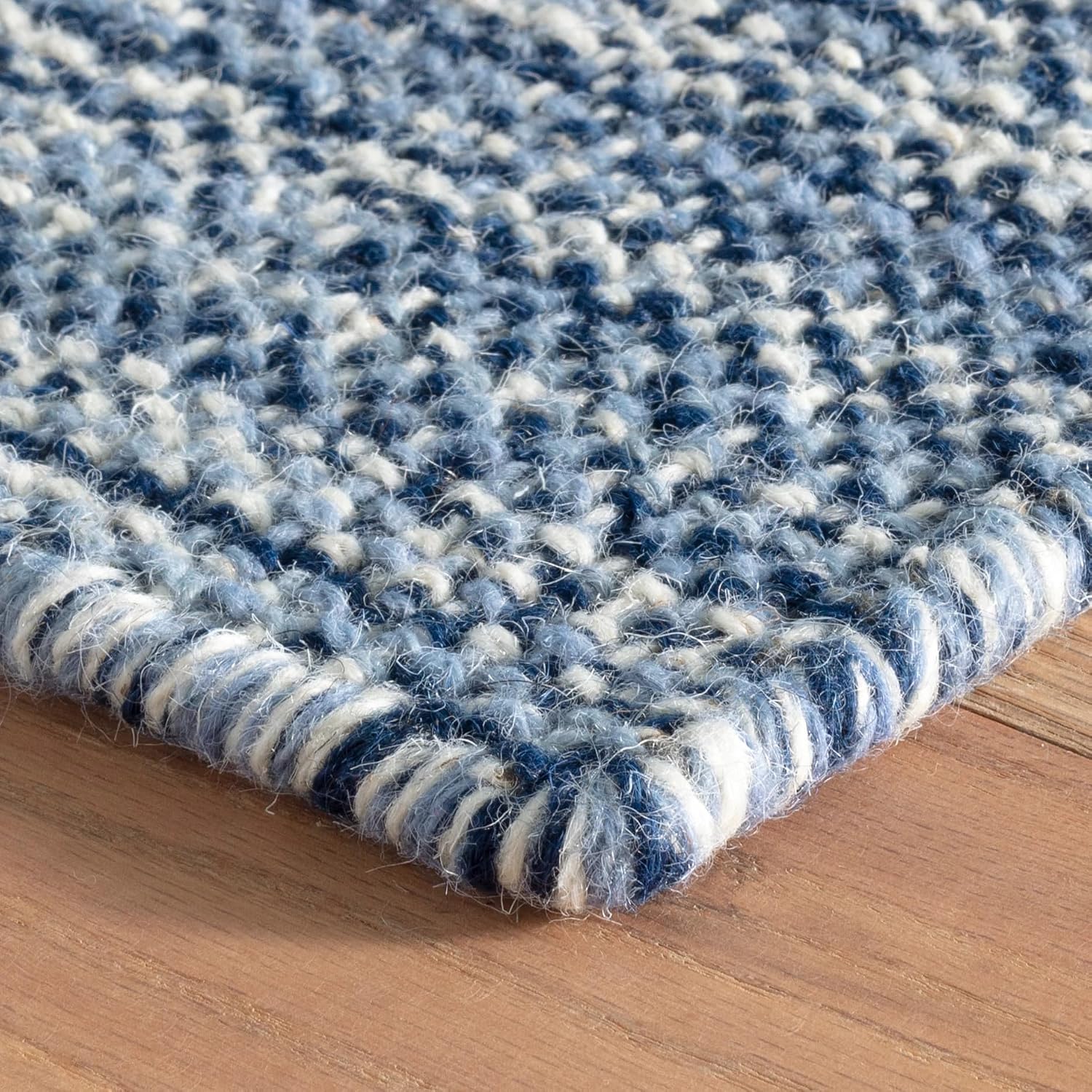Dash and Albert Bella Wool Area Rug - 7.5 X 9.5 Navy Stripe Handwoven Accent Rug - Durable, Lightweight, Low Pile, Dining Room, Living Room, Bedroom - Premium Luxury Hotel Quality Soft Breathable