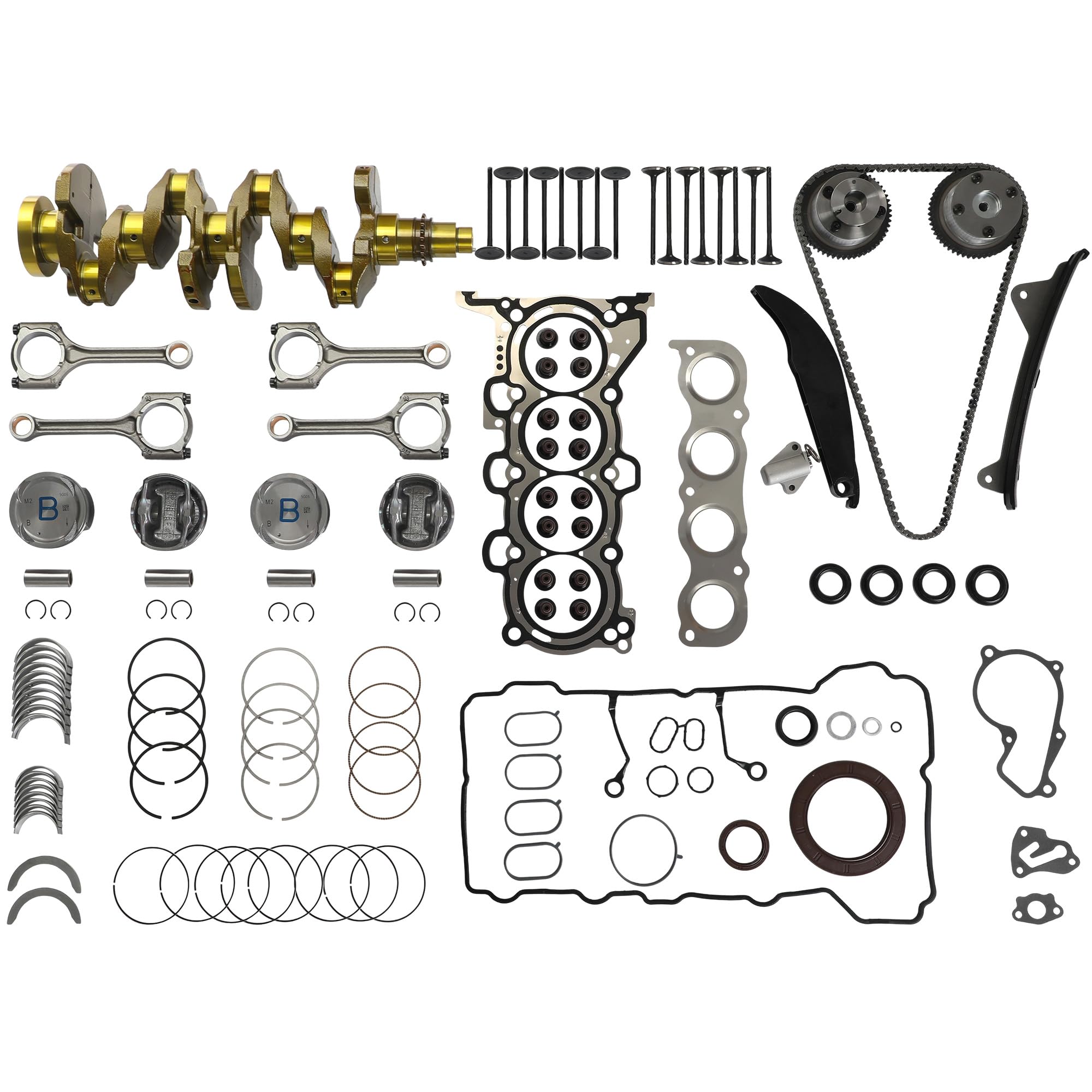 Photo 1 of 2.0L Nu GDI G4NC VIN H/8/5/F Engine Rebuild Kit With Timing Chain Head Gasket Piston Rings Valves Connecting Rod Crankshaft CVVT Phaser For Hyundai Elantra Tucson Kia Forte Soul 2014-2017