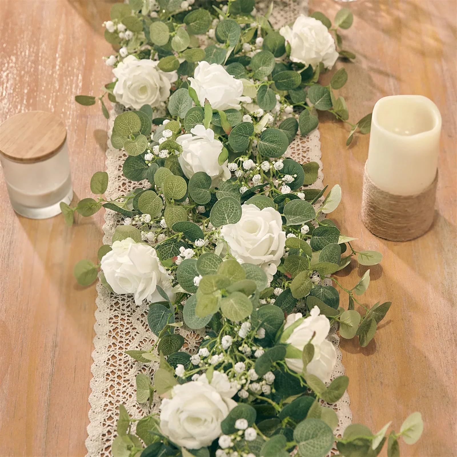 Künstliche Blumenranken Künstliche Blumen, Seidenrosen, Gypsophila-Girlande, gefälschte Ranken, Hängepflanzen for Hochzeit, Zuhause, Party, Basteldekoration Zur Dekoration(Style 04 zangzangse)