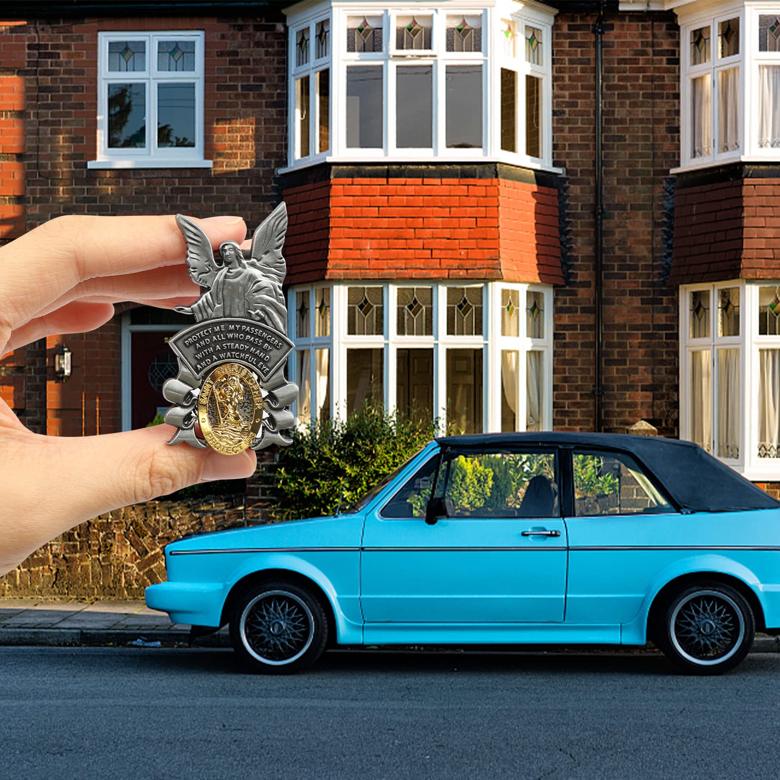 St Christopher Medal for Car Saint Christopher Visor Clip Guardian Angel Visor Accessories Bless Driving Safety Gifts for — view 6