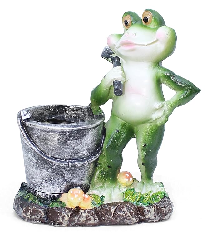 Tied Ribbons Miniature Frog Statue | Garden Decor Items | Garden Decor For Balcony | Outdoor Decor Animals | Christmas Decor For Home