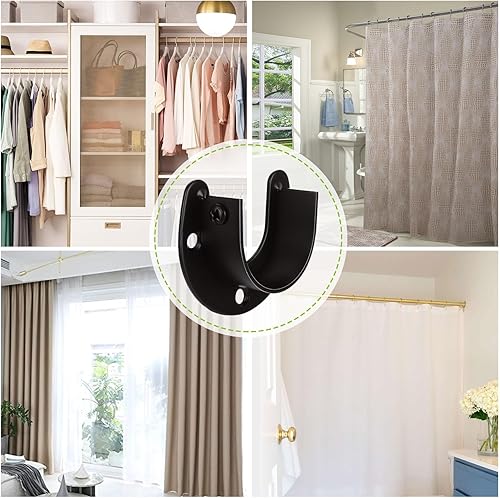 Miniatura 7 de ABuff Paquete de 6 soportes de barra de armario de acero inoxidable, soporte de barra de armario de 1-12 pulgadas de diámetro, soportes de soporte