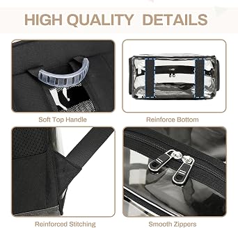MUSEVOS Clear Backpack, Heavy Duty See Through Book Bag for School, College Transparent PVC bookback Stadium Approved