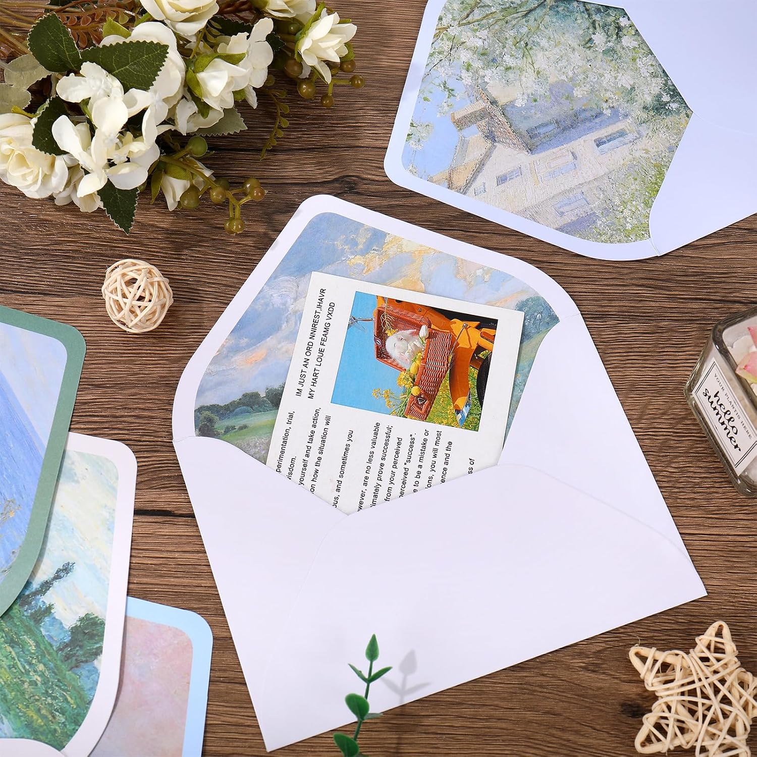 Whaline 30 Pcs Monet Painting Invitation Envelopes Famous Oil Painting Greeting Card Envelope 5 Style Gift Card Sleeves with Stickers for Spring Office Birthday Wedding Baby Shower, 5.3 x 7.3 Inch image 4