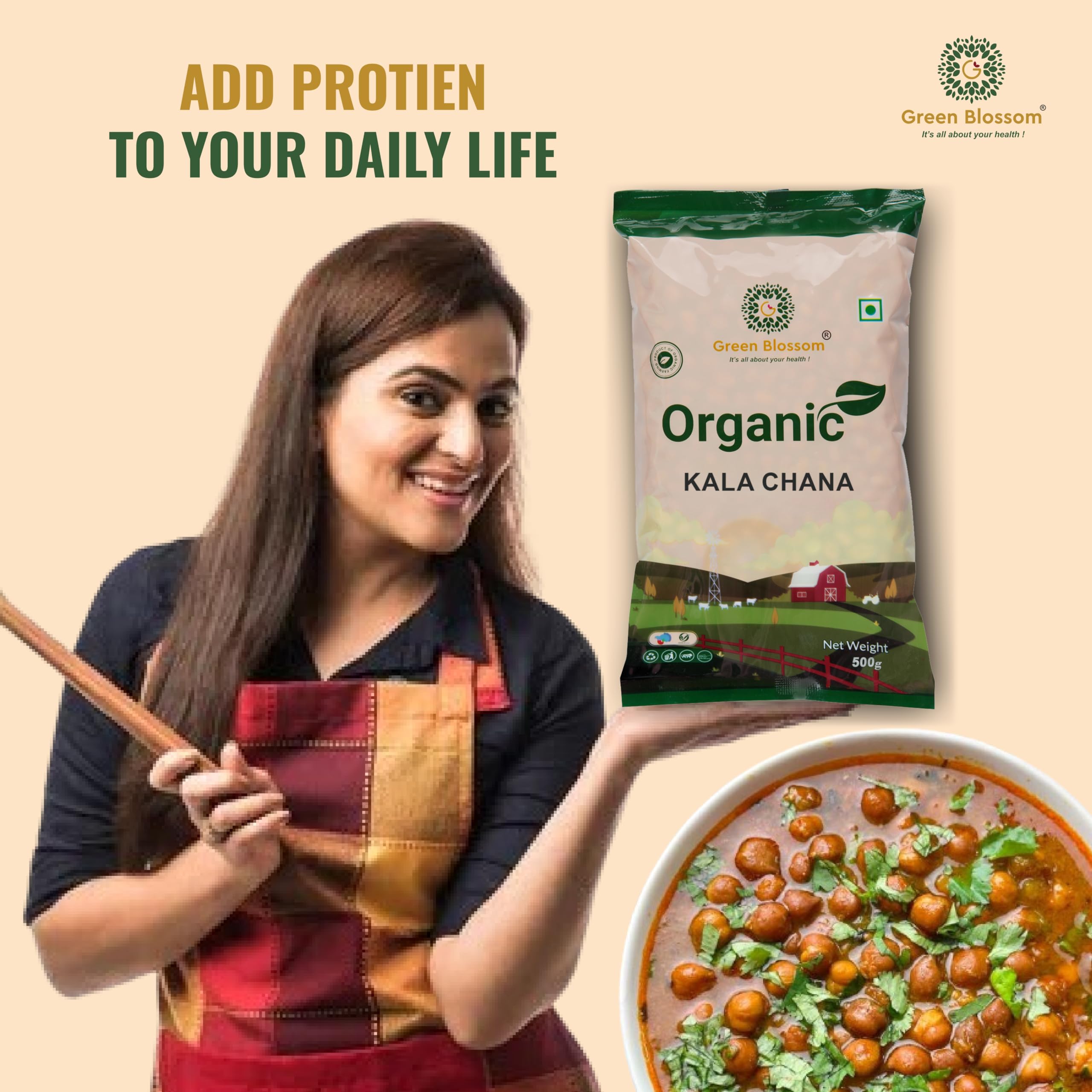 Green Blossom Organic Desi Chana/Begalgram whole - Unpolished 100% Vegan 5 Kg (500g x Pack of 10) 4