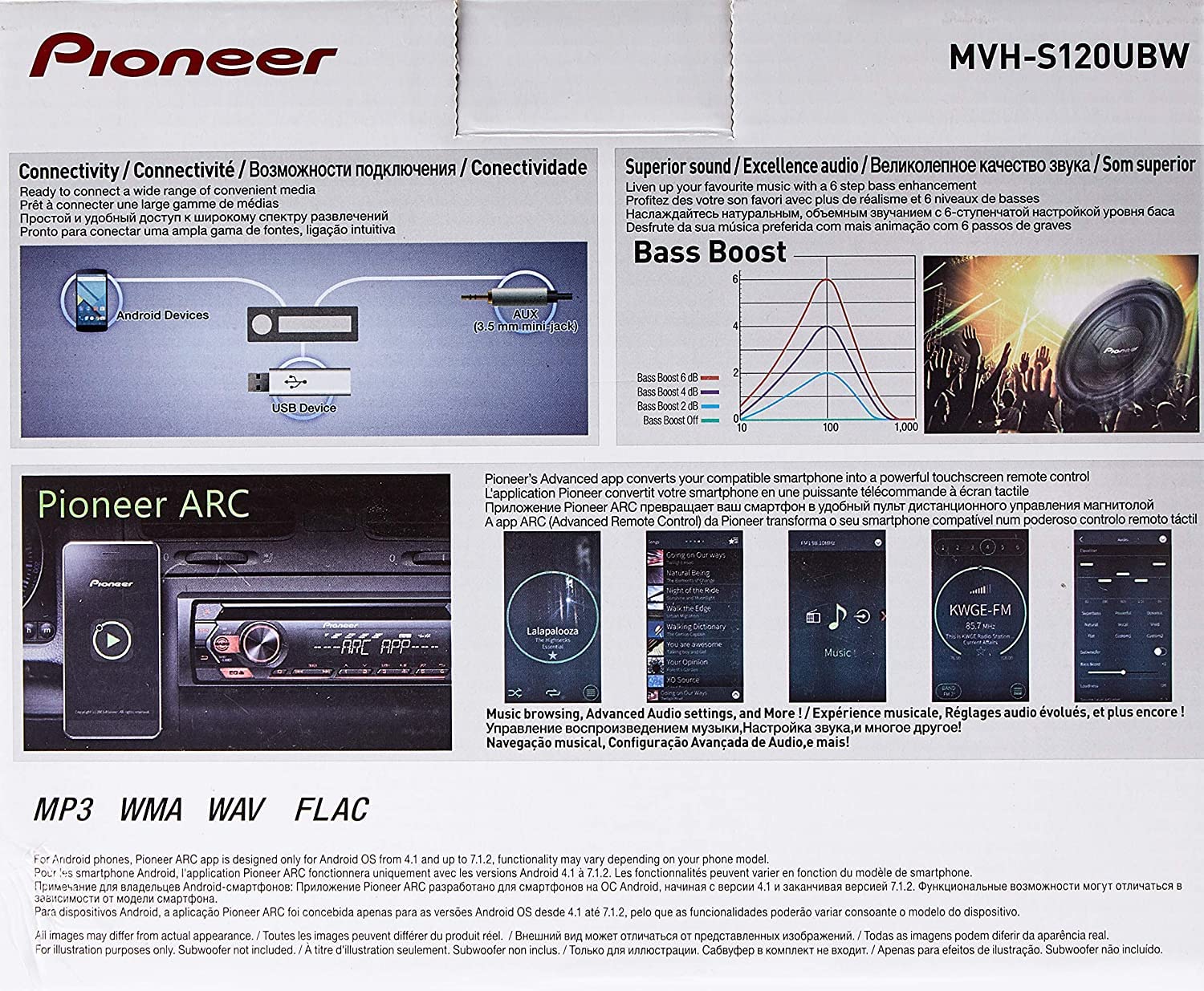 Pioneer MVH-S120UBW - Autoradio 1 DIN con sintonizador RDS, iluminación Blanca, USB y Compatible con Dispositivos Android