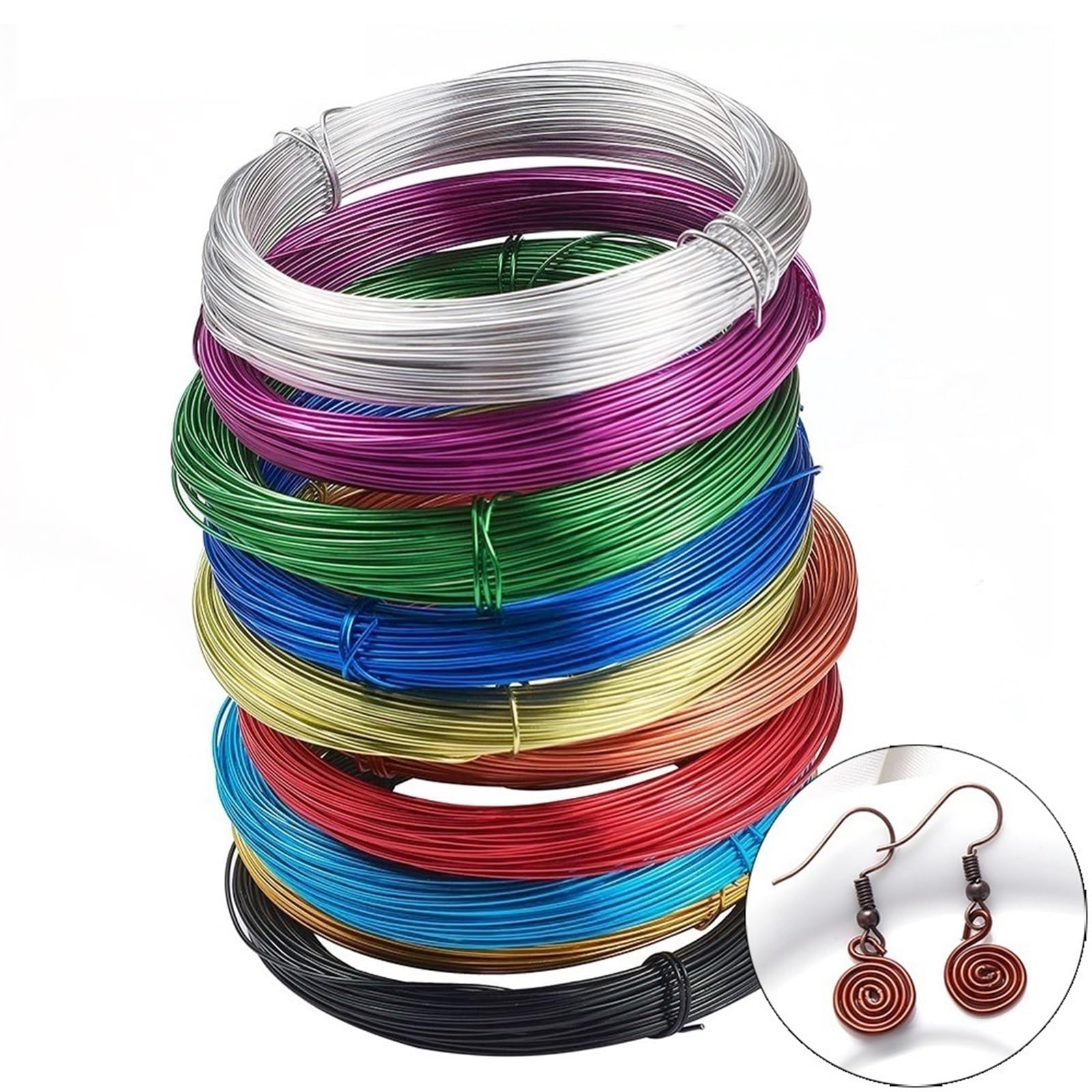 Filo di Alluminio per l'artigianato, 10 Metri/Rotolo 0,6 mm- 1,2 mm Filo di Alluminio colorato Processo di Tessitura Fai da Te(16,0.6mm)