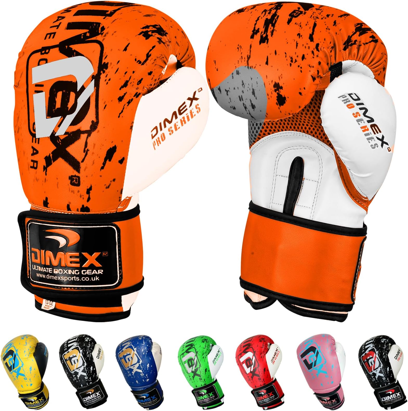 Dimex Boxing Gloves for Training & Sparring Gel Padded Rex Leather Punch Bag Gloves MMA Mitts with Hook & Loop Strap Men & Women – 10oz 12oz 14oz 16oz