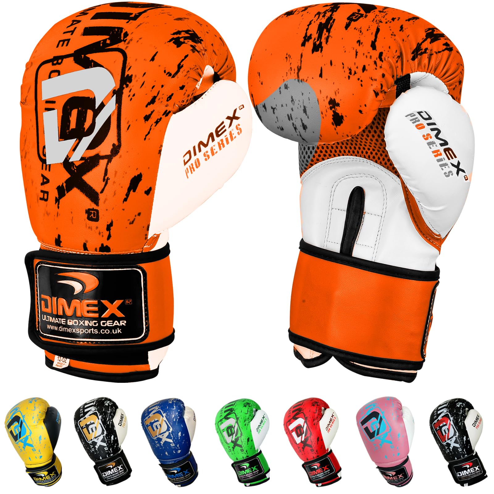Dimex Boxing Gloves for Training & Sparring Gel Padded Rex Leather Punch Bag Gloves MMA Mitts with Hook & Loop Strap Men & Women – 10oz 12oz 14oz 16oz