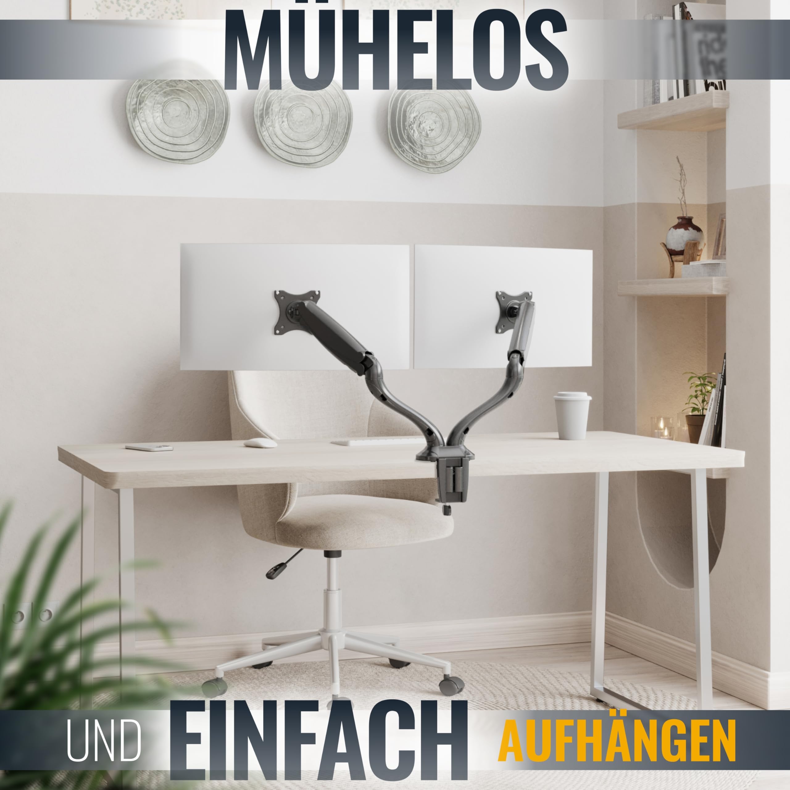 Ricoo Monitor Halterung 2 Monitore TS6611 Tischhalterung mit Gasdruckfeder Monitorhalterung 13–27 Zoll VESA 75x75 100x100 Monitorarm zur Tischmontage Bildschirmhalterung schwenkbar Monitorhalter – Bild 2