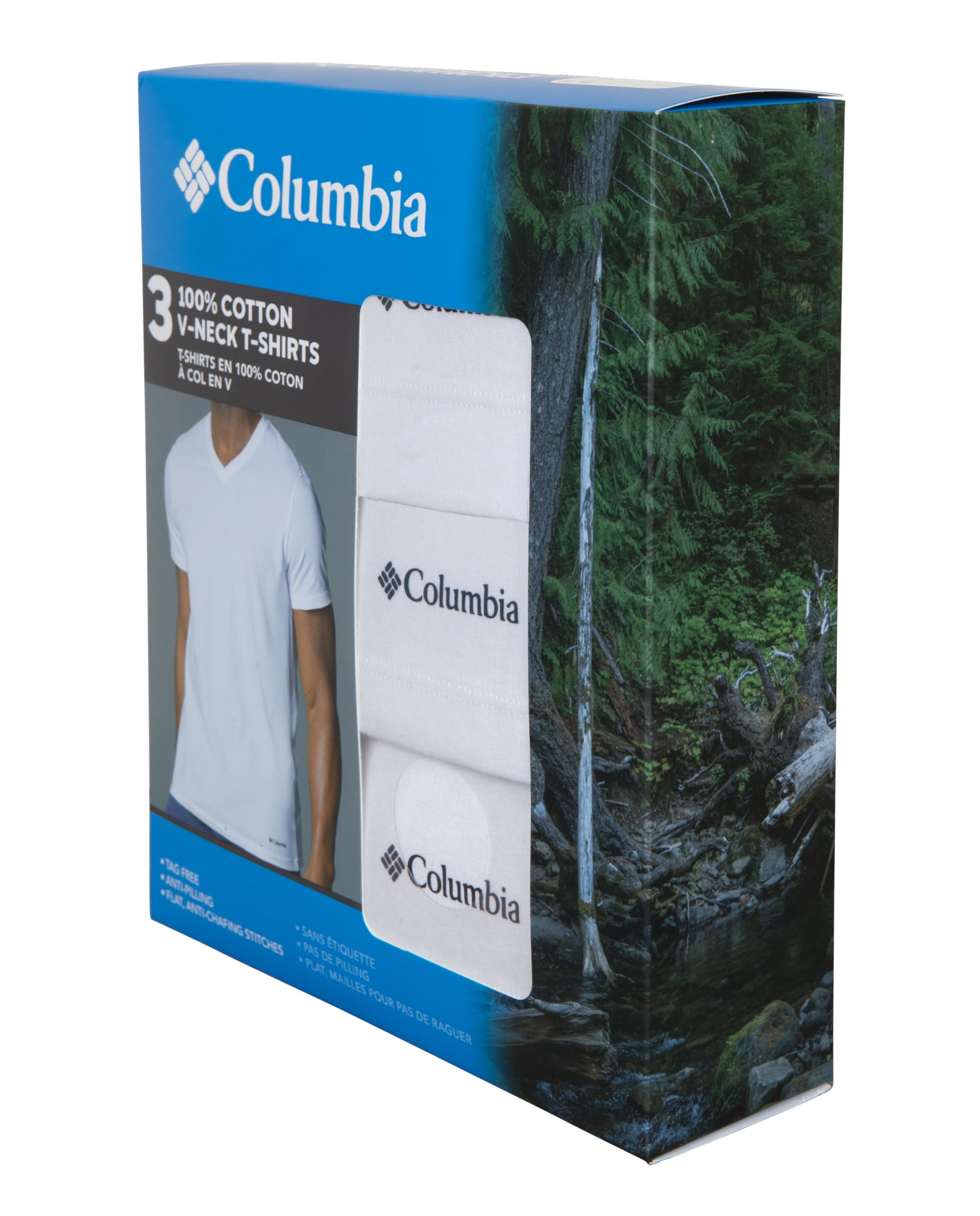 Columbia Herren Cotton Short Sleeve V-Neck T-Shirt 3-Pack T-Shirt aus Baumwolle, kurzärmelig, V-Ausschnitt, 3er-Pack (3er Pack)