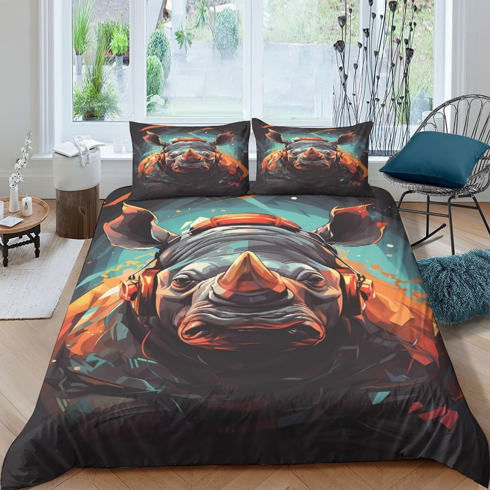 Ctjqhvkz Style-2 3D Printed Gorilla Head Fitted Sheet Microfiber Bedroom Decor Orange Blue Mattress Cover For Home Guest Room Single（135X200cm）