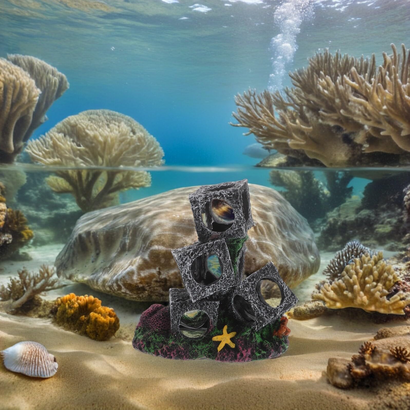 COLLBATH Aquarium Versteck aus Kunstharz Stapelbares Fischversteck mit Höhle für Betta und Garnelen in Süßwasseraquarien