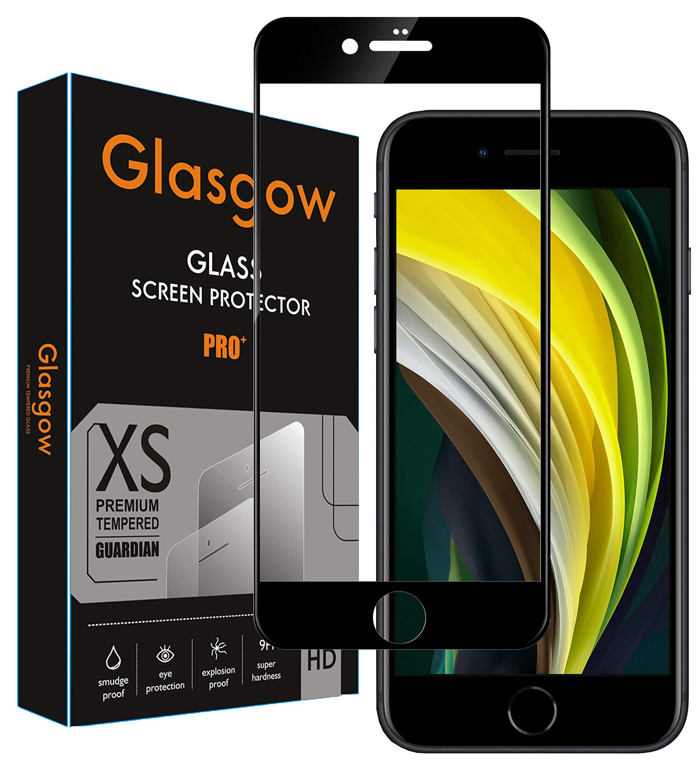 Glasgow premium edge to edge full screen coverage tempered glass screen protector for apple iphone se 2020 [flexible] [gorilla] bubble free installation [screatch proof] [guard] - black (B089HMVCGH) Amazon Price History, Amazon Price Tracker