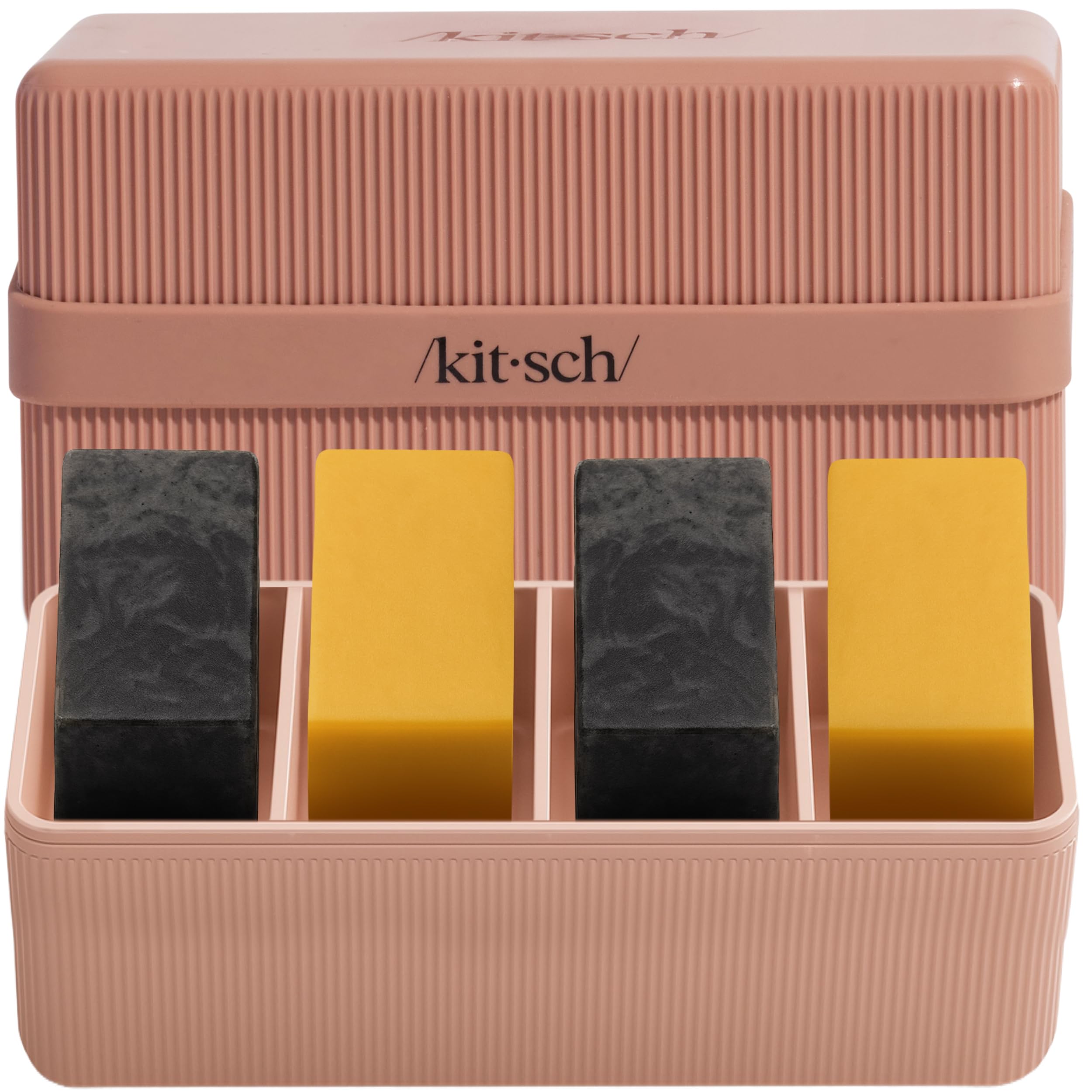 Kitsch Compartment Travel Soap Case – Bar Soap Holder & Organizer, Travel Case for Bars – TSA-Approved – Lightweight, Durable, Leak-Proof, Made from Recycled Plastic, Terracotta, 4 Compartment, Kitsch