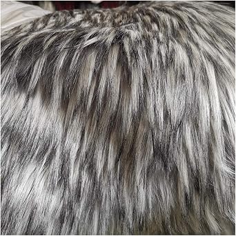 Fluffy Faux Fur Fabric, Raccoon, Long Pile 63.0 inches 160 cm Wide, Pile 3.1 inches 80 mm, Premium Thick Shag Artificial Fur Fabric, Handmade, For Crafts, DIY, Sewing Costume Material, Collar
