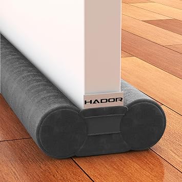 HADOR 36 in Door Draft Stopper, Round Dual-Tube, Fit 30-36" Doors, Black