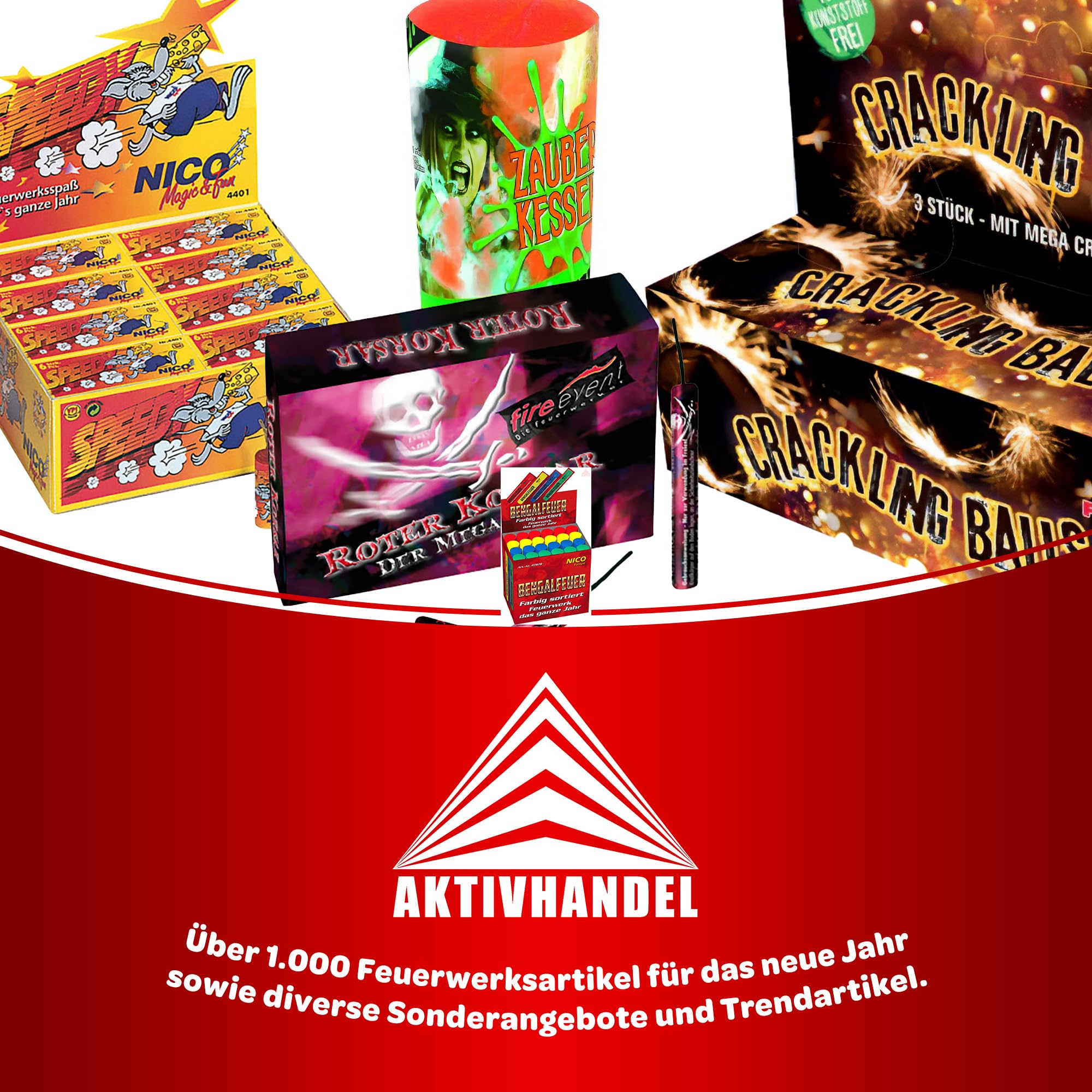 Nico 24 Bengalfeuer Rot, Blau, grün, Gelb im Verkaufsdisplay f Bengalo Party von Aktivhandel