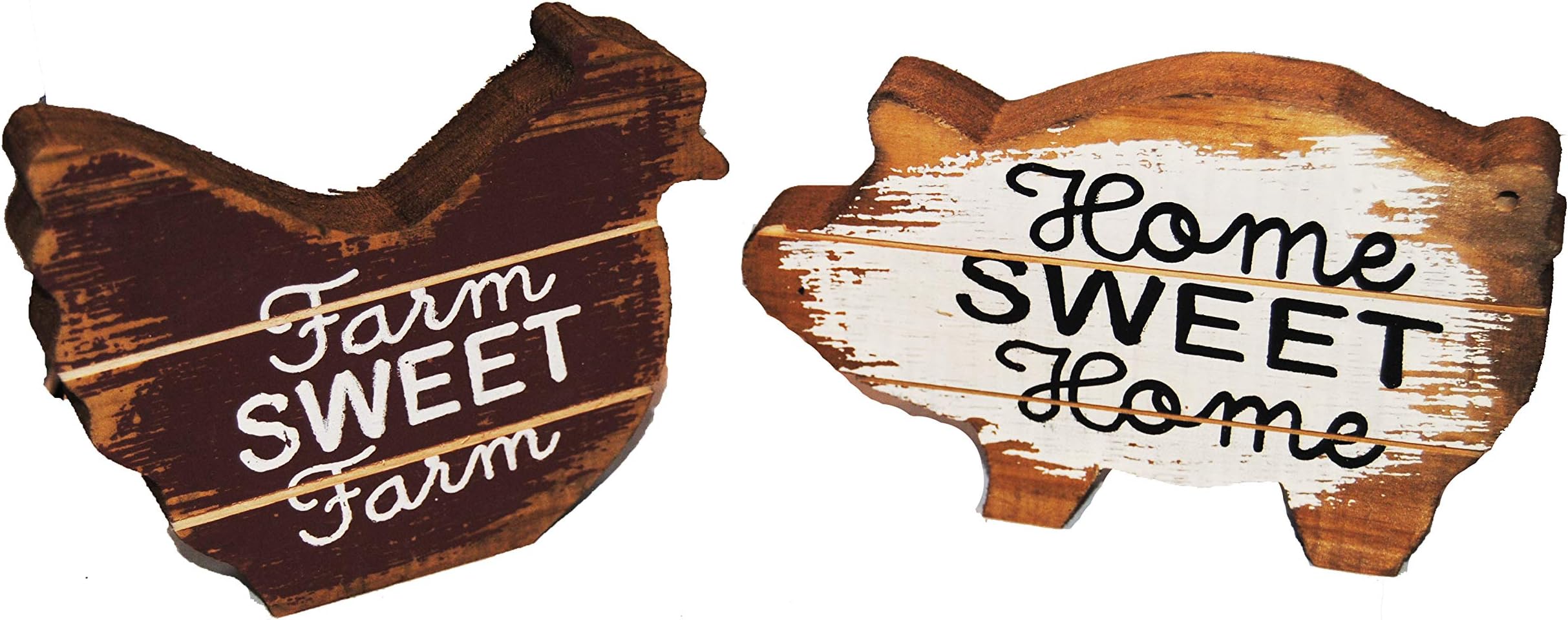 Rustic Farm Wooden Chicken and Pig Shaped Blocks