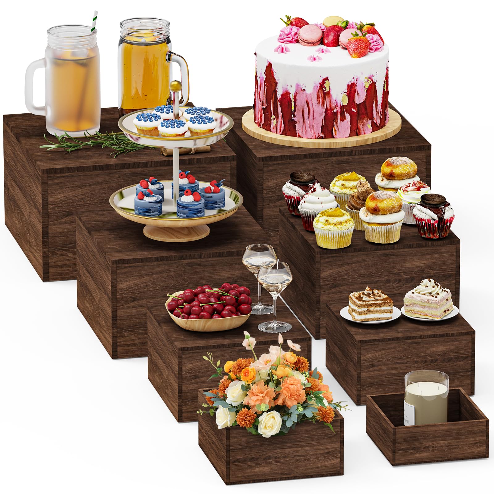 Photo 1 of VANITURE 8 PCS Wooden Buffet Risers Set