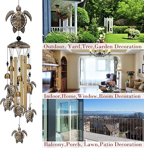 Miniatura 5 de Campanas de viento de tortugas marinas, decoración de campanas de viento de bendición móviles, atrapasuientos de condolencia, regalos conmemorativos