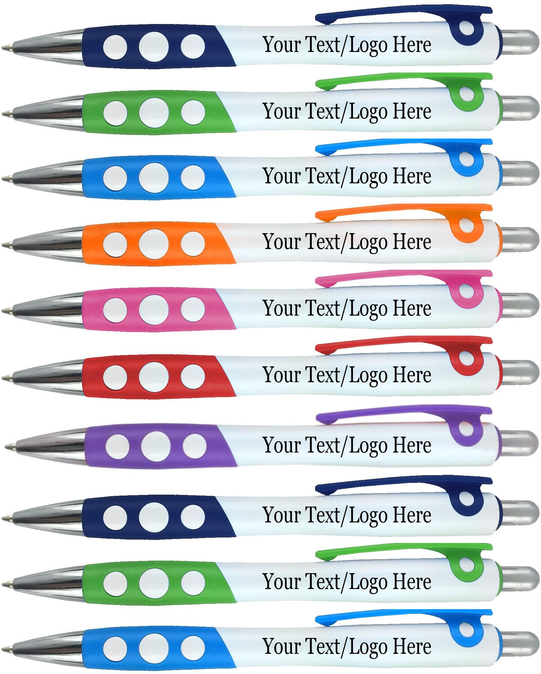 Personalized Ballpoint Pens With Custom Logo/ Text-350 Pack Bulk-for Businesses, Parties, & Events, Custom Printed, White Barrel with Matching Colored