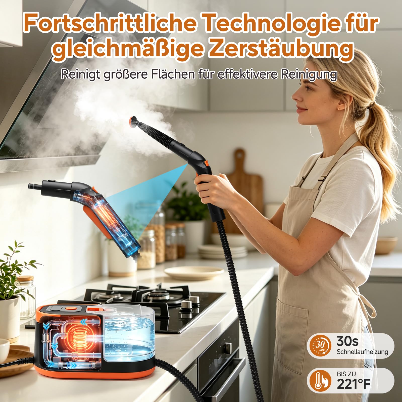 Dampfreiniger Handgerät für Haushalt Auto Handdampfreiniger 221°F 4 Bar