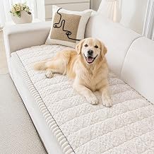 LOOBANI Couch Cover for Dogs Washable Non Slip Fuzzy Plush Pet Couch Covers for 2 Seat Sofa, Hair Resistant Sofa Protector Pet Friendly, Home Decor Couch Slipcover, 27.6" x 59", White