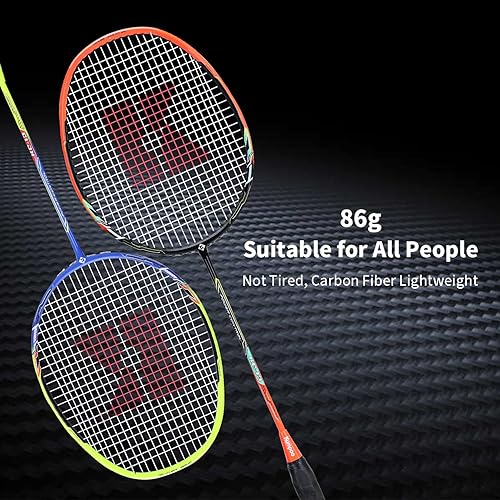 Miniatura 2 de KUMPOO Raqueta de bádminton profesional, raqueta de bádminton ligera, cuerda de alta tensión de fibra de carbono, raqueta de bádminton con bolsa de