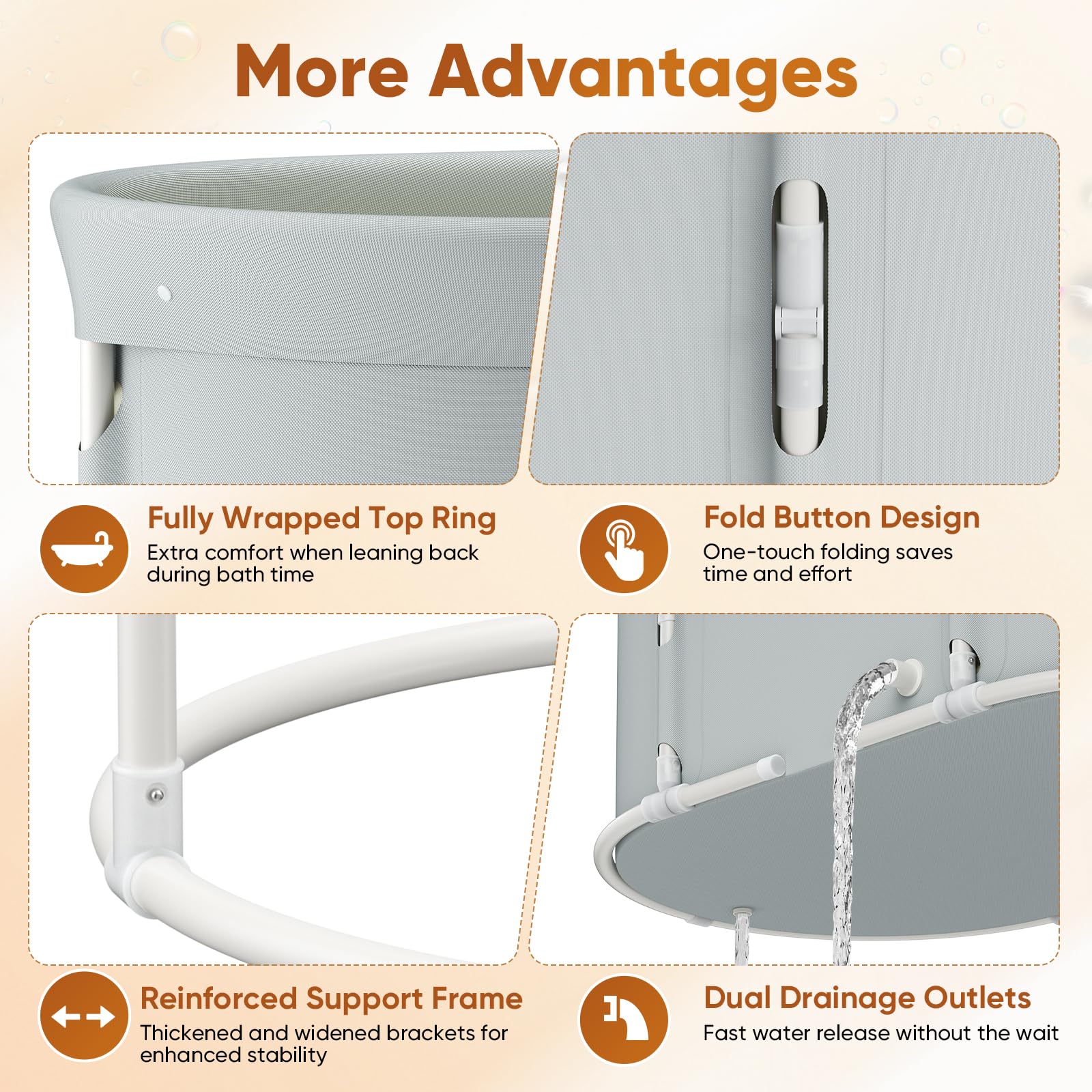 Bañera plegable para ducha, bañera independiente para baño caliente y helado, bañera de hielo portátil para adultos (ovalada)