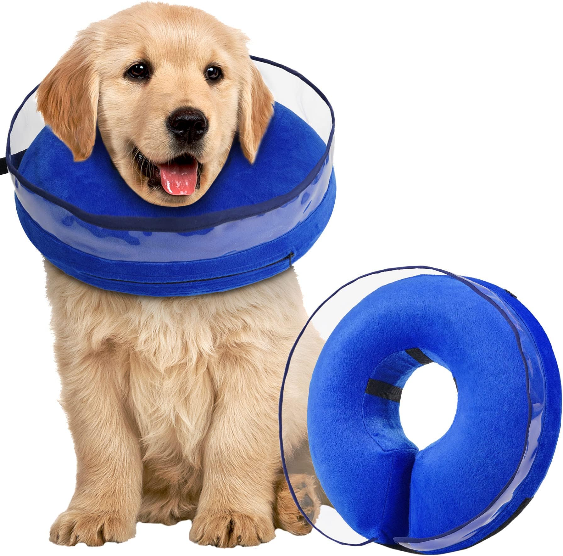 ZeaxuieSoft Inflatable Dog Cone Collar for Dogs After Surgery with Enhanced Anti-Licking for Unrestricted in Daily Life, Pack of One, Blue (Size 6)