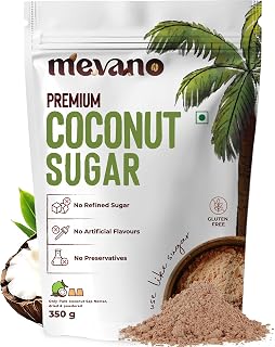 Mevano Coconut Sugar for Kids & Adults, 350g | Unprocessed Coconut Jaggery Natural Sweetener (Gur/Gud) Powder | Healthy Sugar Substitute | No Preservatives or Additives
