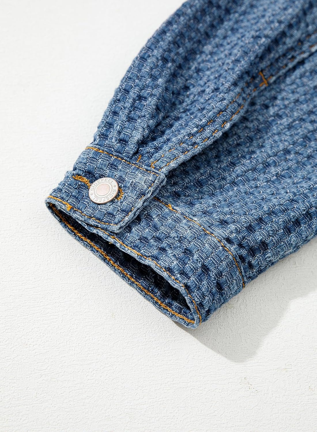 Sidefeel Women's Jean Jacket Oversized Boyfriend Button Up Long Sleeve Textured Denim Jackets - Image 8