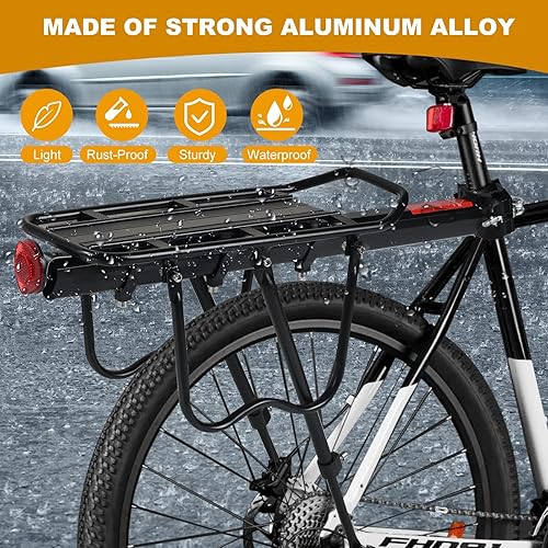 Miniatura 4 de Rear Bike Rack, Aluminum Alloy, Black, 160 lbs Load Capacity, Quick Release, Cycling Camping Touring