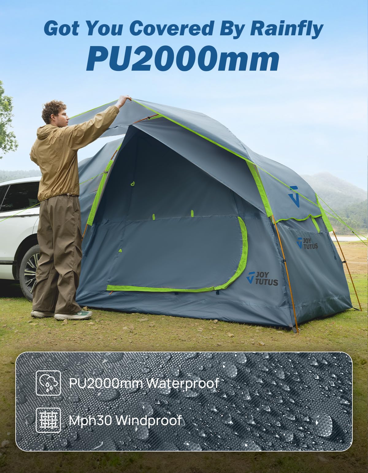 JOYTUTUS Tente SUV Pour Camping, Design Double Porte, Imperméable