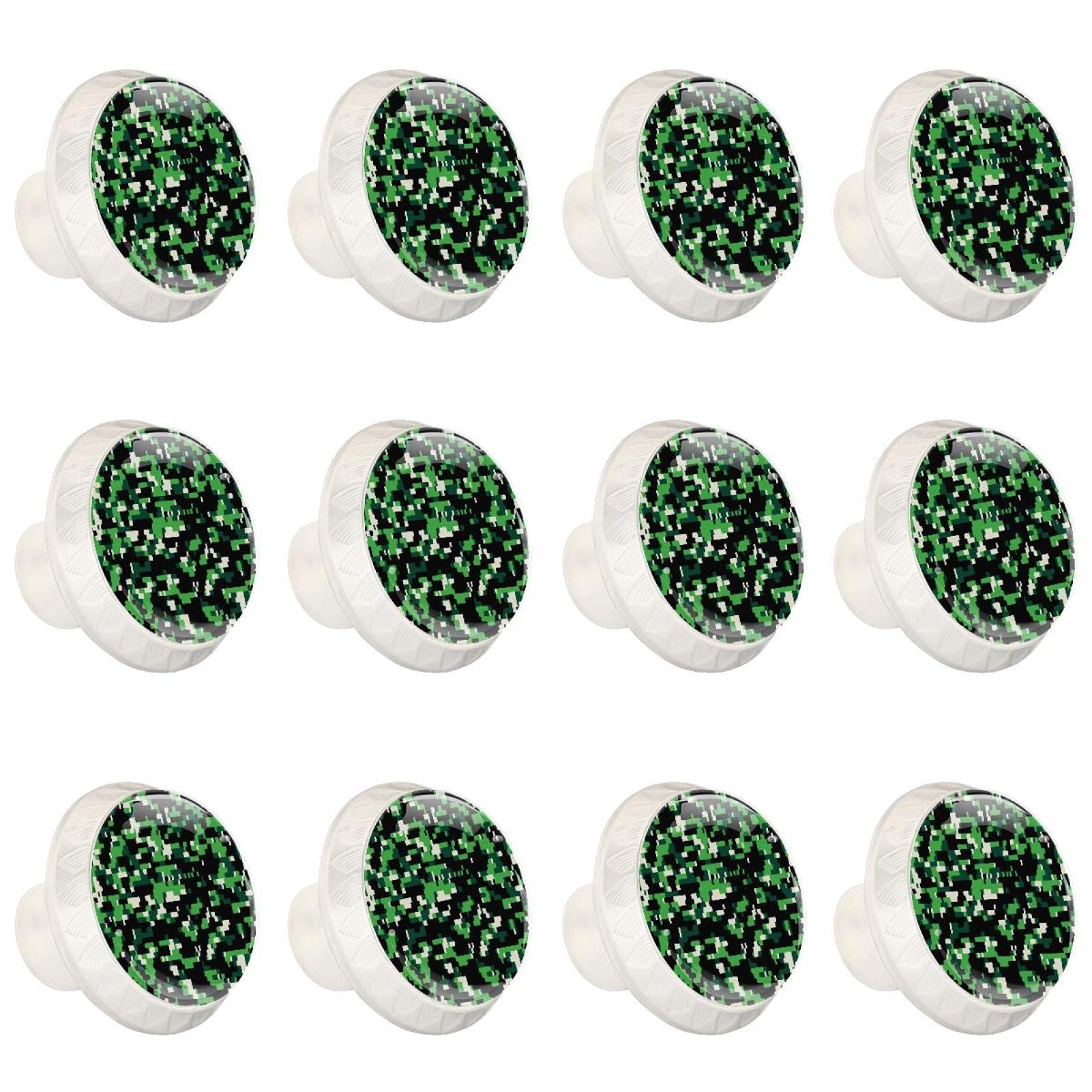 Boutons d'armoires ronds camo vert militaire lot de 12 poignées décoratives