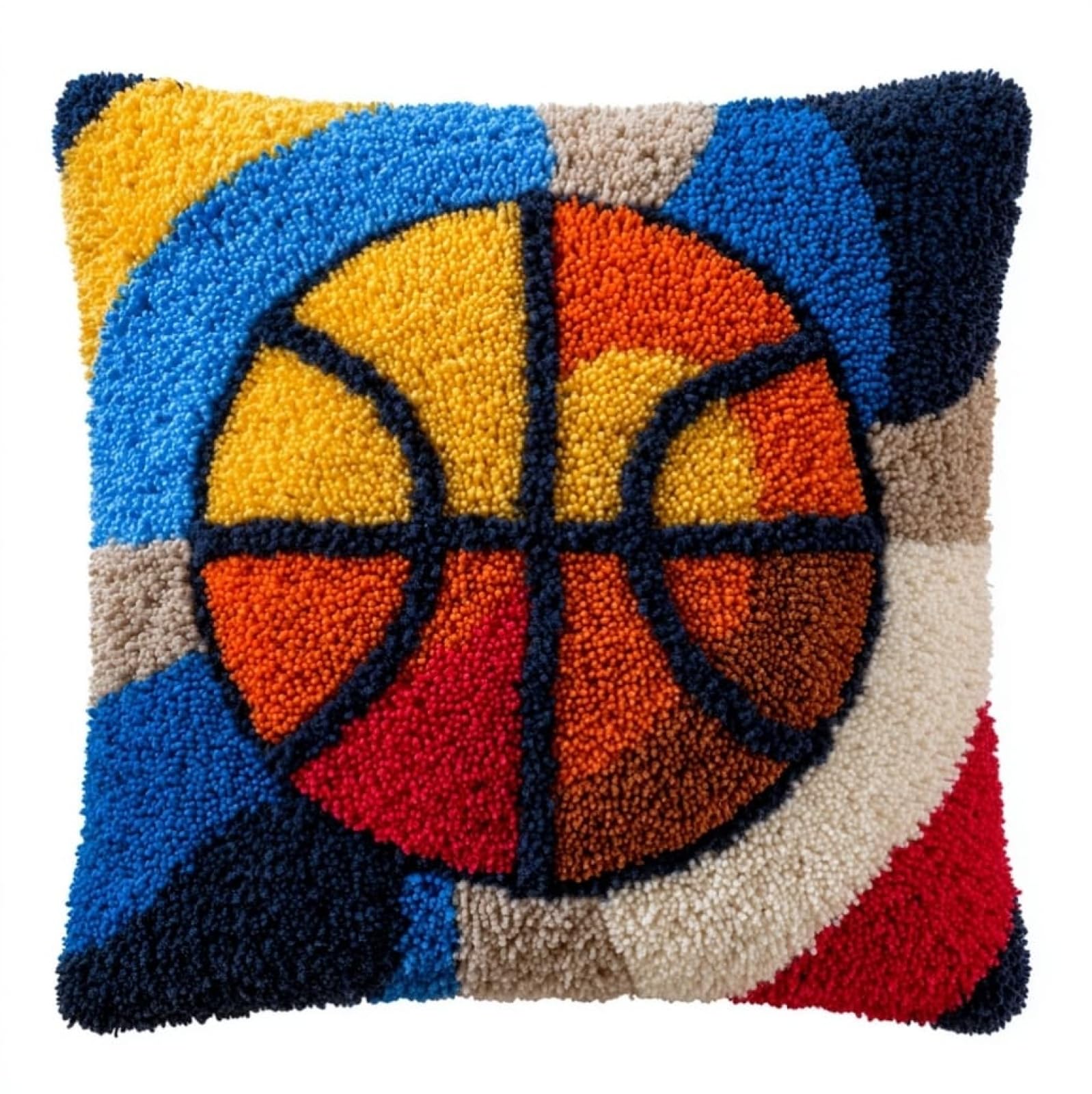 WallustrioaW Latch Hook Cushion Kit DIY 17x17in,Basketball