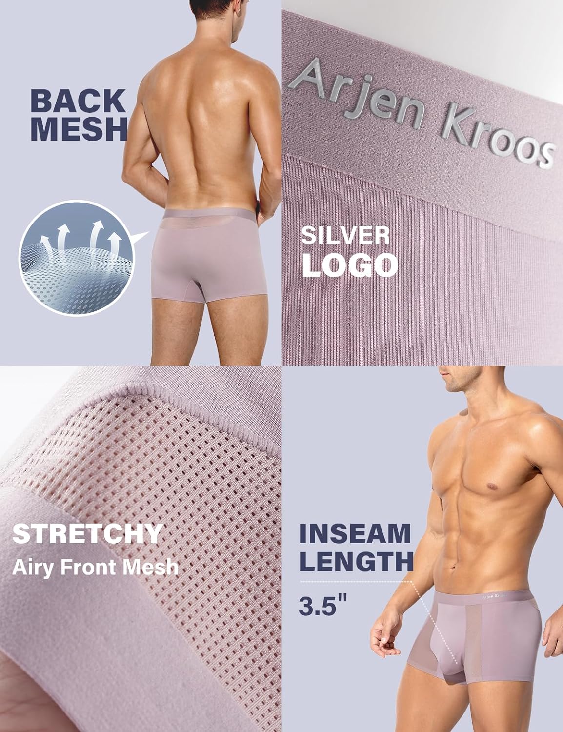 Arjen Kroos Mens Boxer Briefs Sexy Modal Mesh Underwear with Pouch Moisture Wicking Breathable Trunks 1 Pack - Image 3
