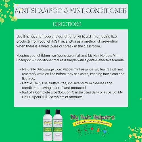 Miniatura 5 de Champú y acondicionador para la prevención de piojos que mata piojos y huevos para niños aceite esencial de menta uso diario para deshacerse de
